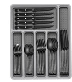 49-Piece Black Silverware Set by EWFEN