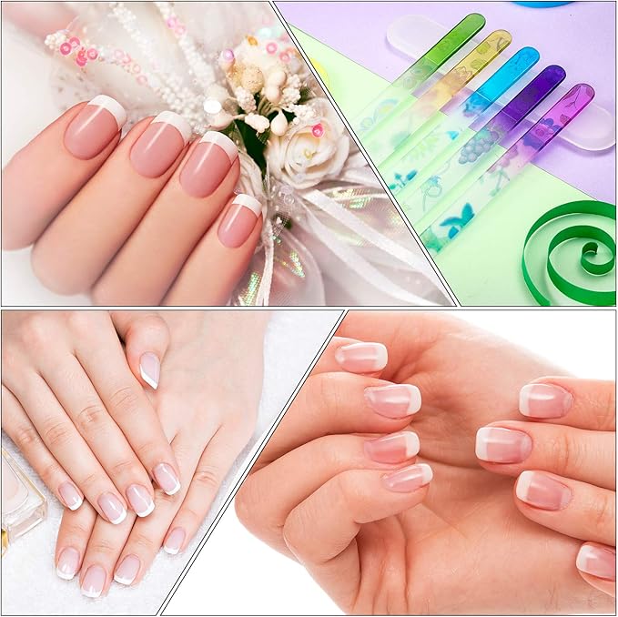 Mudder 8 Pack Glass Nail Files with Cases Double-Sided Crystal Fingernail Files for Natural Nails Colorful Floral Nail Buffers for Professional Manicure Supplies Gifts for Christmas Stocking Stuffers