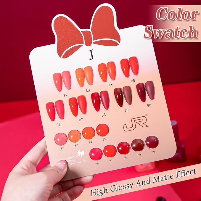 JR 9pcs 15ml Deep Red Burgundy Gel Polish Set Crimson Soak Off Polish Dark Cherry Gel Polish For Nail Salon Gift Red