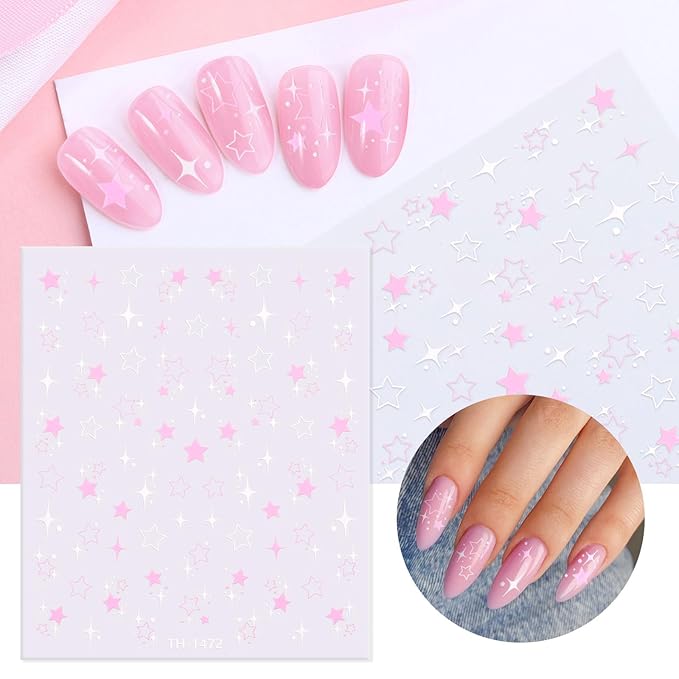 Nail Art Stickers Decals Self-Adhesive,3D Self-Adhesive Stars Nail Supplies Accessories for Women Nail Art Design Decoration