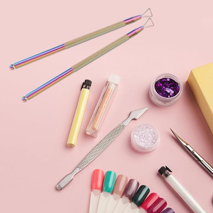 Nail Cuticle Pusher 4pcs Stainless Steel Cuticle Peeler Triangle Cuticle Scraper Gel Nail Polish Remover Trimmer Nail Care Stick Tool for Beauty