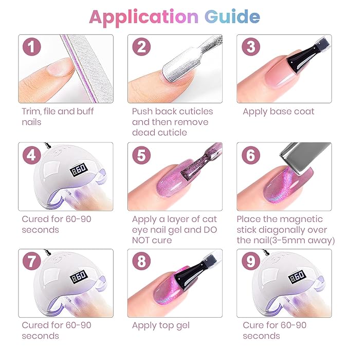 RARJSM Purple Blue Aurora Cat Eye Gel Nail Polish Multichrome Color Glitter Dark Violet Candy Glass Diamond Cat Eye Gel Polish with Magnet Stick Soak off UV LED Curing Requires Home Salon Diy Nail Art