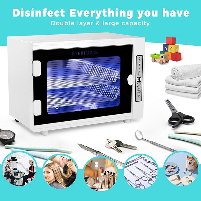 Nail Tool Cabinet, 12L Large Capacity Sanitizer Cleaning Supplies, Multi-Functional Nail Cleaner Box Manicure Tool Cleaning Cabinet Equipment Sanitizing for Beauty, Nail Salon Tool, Toy, Towel (WE)