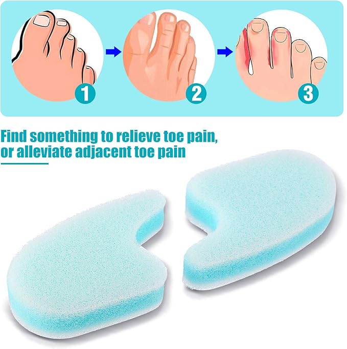 Mudder 16 Pieces Foam Toe Spacers for Feet Women 3 Layer Foam Toe Separators for Overlapping Women Men Relief Friction Hammer and Prevent Corns