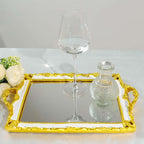 Efavormart Metallic White/Gold Resin Decorative Serving Tray - Image 5