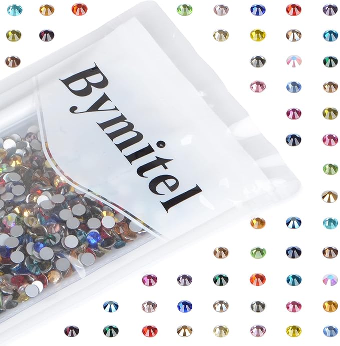 1440PCS Art Nail Rhinestones Non Hotfix Glue Fix Round Crystals Glass Flatback for DIY Jewelry Making with one Picking Pen (ss16 1440pcs, Mix)