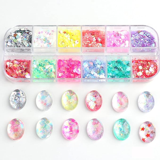 12 Colors Nail Art Sequins Mermaid Iridescent Nail Glitter Flakes Design Holographic Acrylic Nails Supplies for Nail Art Gel Polish Nail Art Powder Women Girls Manicure Tips 3D Charms Decoration