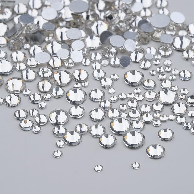 Gems Flat Back Pearls and Rhinestones for Nails,Crystals Nail Charms Diamonds for Acrylic Nails,Tiny Nail Pearls Beads for Nail Art,Small Eye Jewels Rhinestones Pearls,with Wax Pen And Tweezers(White)