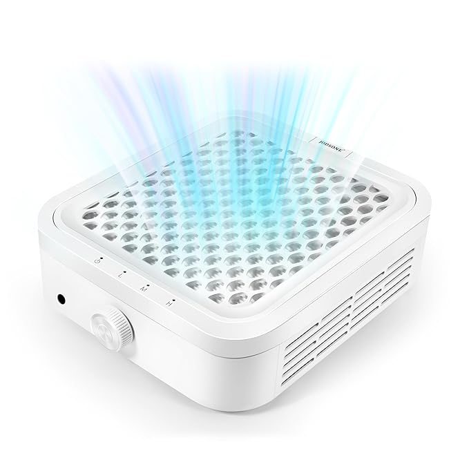 JODSONE 120W Nail Dust Collector Powerful Vacuum Fan Dust Collector Nail with Reusable Filter Manicure Pedicure Tool for Acrylic Nail Polishing Salon and Home Use