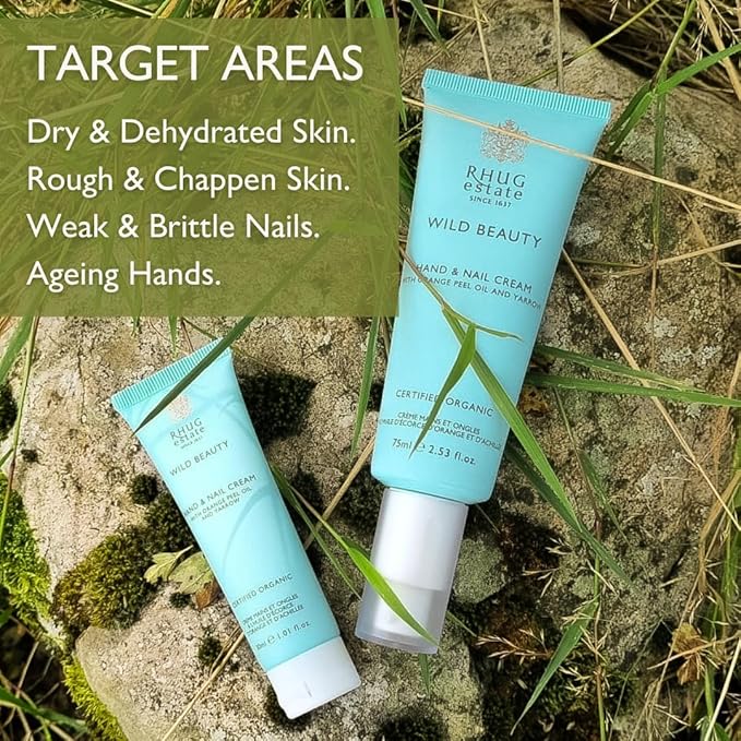 Rhug Wild Beauty.- Hand & Nail Cream with Orange Peel Oil and Yarrow | Nourishing Moisturizer for Hands | 75ml | Made in the UK