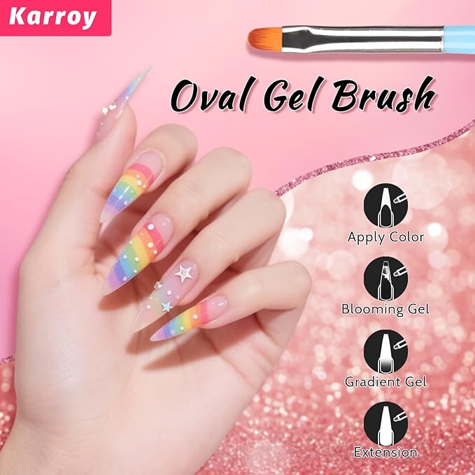 Nail Art Brushes Kit, Multifunctional Nail Brushes for Nail Art Nail Design Brush Gel Nail Brush for Nail Extension Nail Art Liner Brush Dotting Tools for DIY (6PCS Brushes)