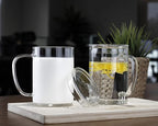 LUXU Glass Coffee Mugs, 27oz Large Glass Coffee Cups Clear Glass Tea Cups - Image 6