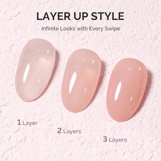MelodySusie Nude Gel Nail Polish, 0.5Fl.oz Jeweliver Jelly Gel Polish Translucent Nude Nails Sheer Soak Off UV LED Light Cure Gift for Women Girls Nail Art Manicure DIY at Home JN19
