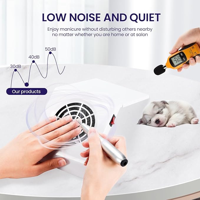 Mini Rechargeable Nail Dust Collector for Personal Use at Home，cordless Small Quiet Vacuum Nail Fan Dust Collector Vent for Nail Art, Foldable Design, 2 Filter Bags