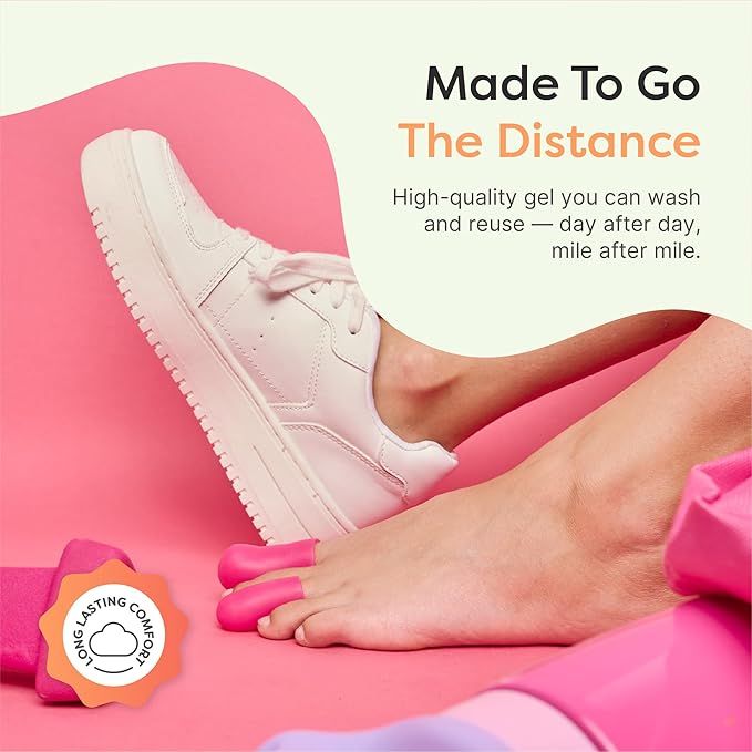 ZenToes 6 Pack Gel Toe Cap and Protector - Cushions and Protects to Provide Relief from Missing or Ingrown Toenails, Corns, Blisters, Hammer Toes (Variety, Hot Pink)