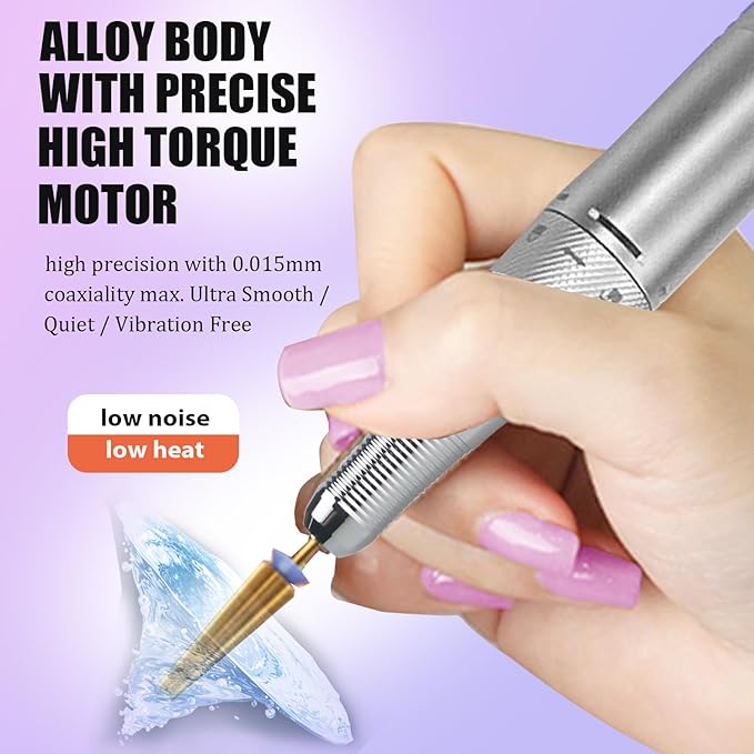 Electric Nail Drill Machine,Lumcrissy Colorful Rechargeable 35000 RPM Nail Drill Portable E-File with Detachable Battery,Portable Electric Acrylic Nail Tools ,Polishing,Nail Removing (Pink)