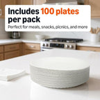 Amazon Basics 9" Uncoated White Paper Plates, Microwave Safe - Image 3