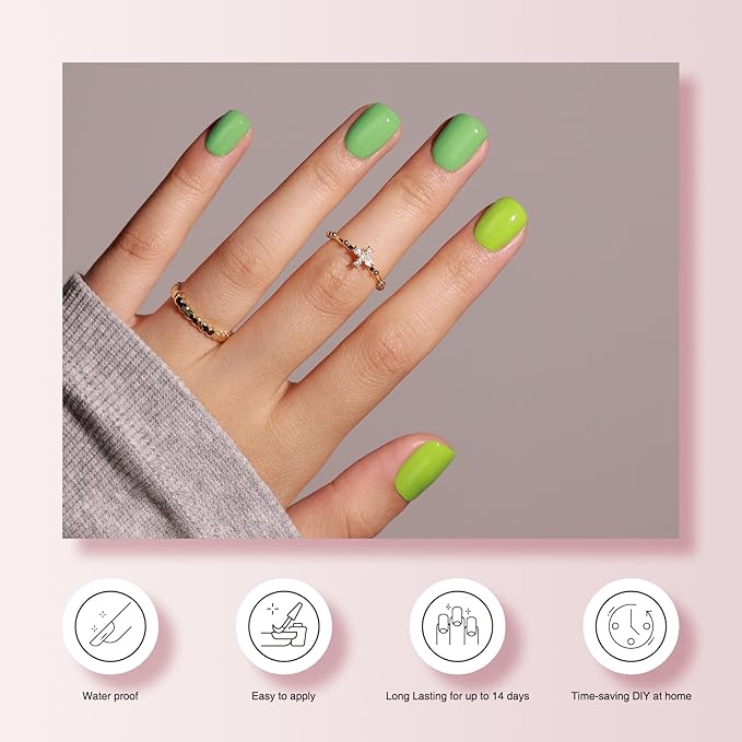 Semi Cured Gel Nail Strips - 30PCS Spring Stickers for UV Light, Long-Lasting Wraps, Salon-Quality Semi Cured Nail Stickers, 2 Weeks Wear, Easy DIY Gel Manicure-Lush Lime