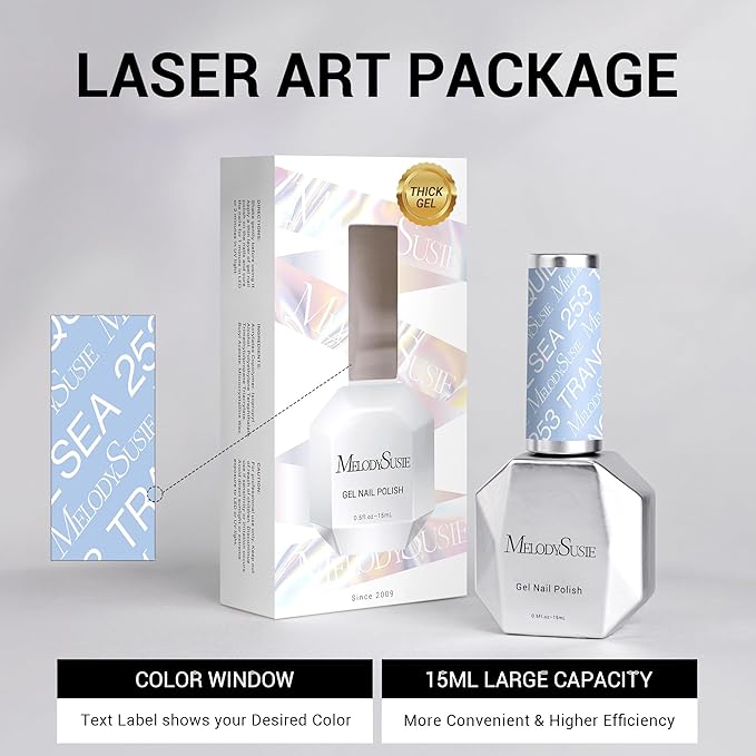 MelodySusie Thick Baby Blue Gel Nail Polish,0.5fl oz Soak Off UV LED Spring Summer Macaron Blue Gel Polish Gift for Women Nail Art Manicure Salon DIY Nail Design Decoration at Home-253