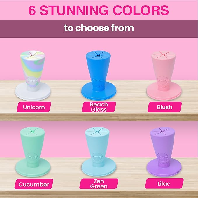 tweexy Hinge Untippable Nail Polish Bottle Holder | Anti-Spill Nail Polish Holder Stand, Tilted, IntelliStick Airlock Suction | Fingernail Painting, Nail Art Tools | Nail Polish Accessories (Beach Glass)