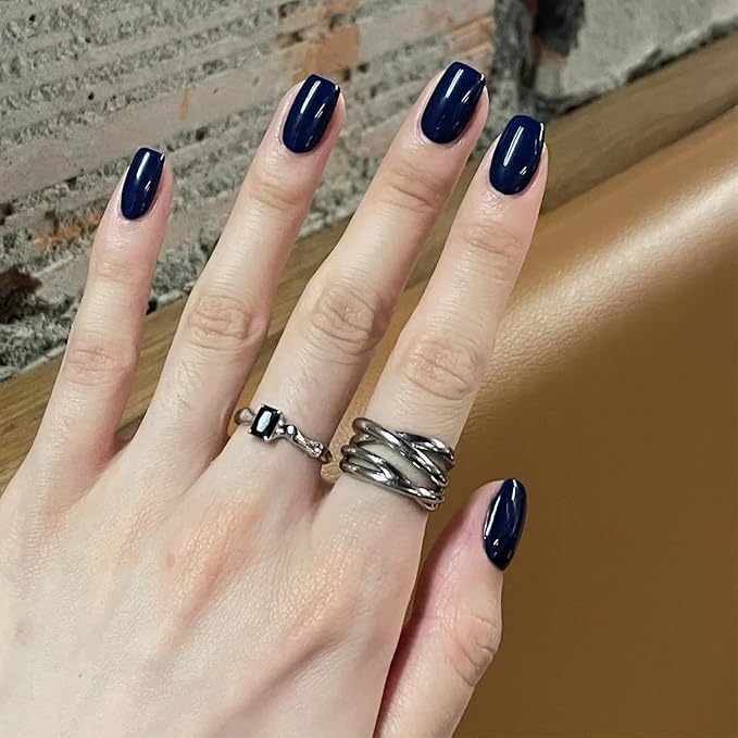 COSMOO 15ml Deep Blue Quick Dry Nail Polish, Black Blue Chip-Resistant Nail Lacquer for Nail Art