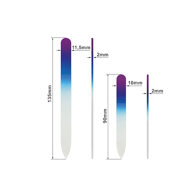 Mont Bleu Set of 2 Color Glass Nail Files - Each File is in Black Pouch - Handmade Gifts for her - Genuine Czech Tempered Glass - Crystal Nail Files for Natural Nails