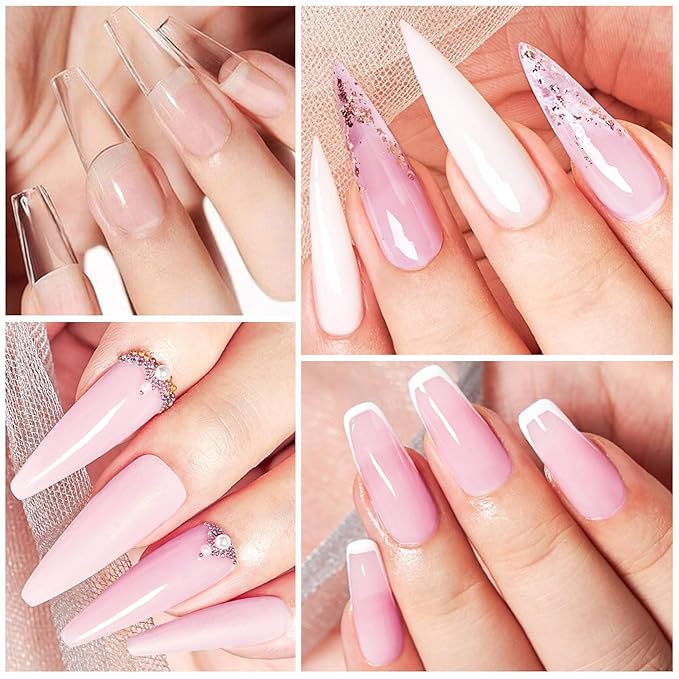 MEET ACROSS Poly Nail Gel 10Pcs Nail Extension Gel Set and Nail Extension Starter Kit for Beginners Nail Art DIY Home Gifts for Women (SET-6, 10pcs)