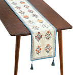 Designer French Linen Table Runner, Floral Pattern, Dining Table, Kitchen Decor by Isaennehomedecoration