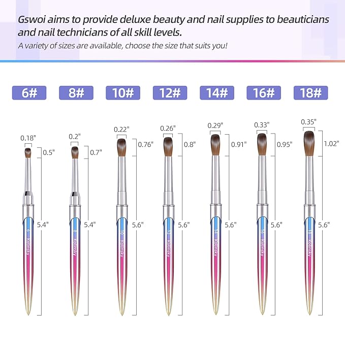 100% Kolinsky Acrylic Nail Brush Size 16,Pure Handmade Round Shape Nail Brushes For Acrylic Application,Professional Nail Art Brush Manicure for Women (#16)