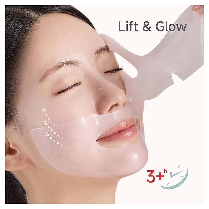 Overnight Collagen Lifting Gel Mask 5 pcs, Korean Face Lifting Deep Hydrogel Mask for Glass Skin, Anti-Aging with PDRN, Hyaluronic Acid for Elasticity, Firmness