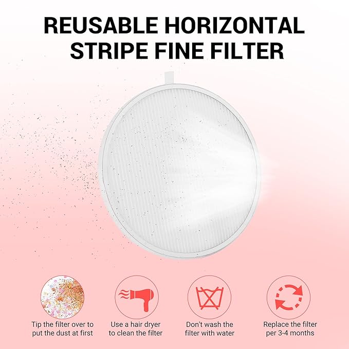 MelodySusie Nail Dust Collector Replacement Filter 4 Pack, Reusable Dust Filter for MelosySusie Nail Dust Collector Vacuum Fan Dust Collector Extractor Electric Dust Suction Machine