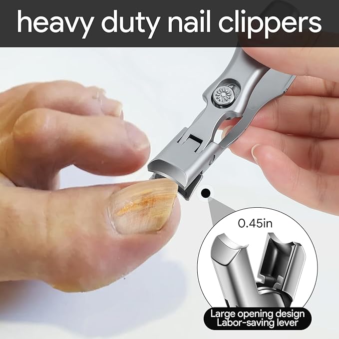 Lux German Nail Clippers for Men Women, Silver Professional Stainless Steel Heavy Duty Sharp Toe Nail Clippers Set for Seniors Nail Cutter, Clipper Kit Thick Curved Ingrown Toenails Gifts for Father