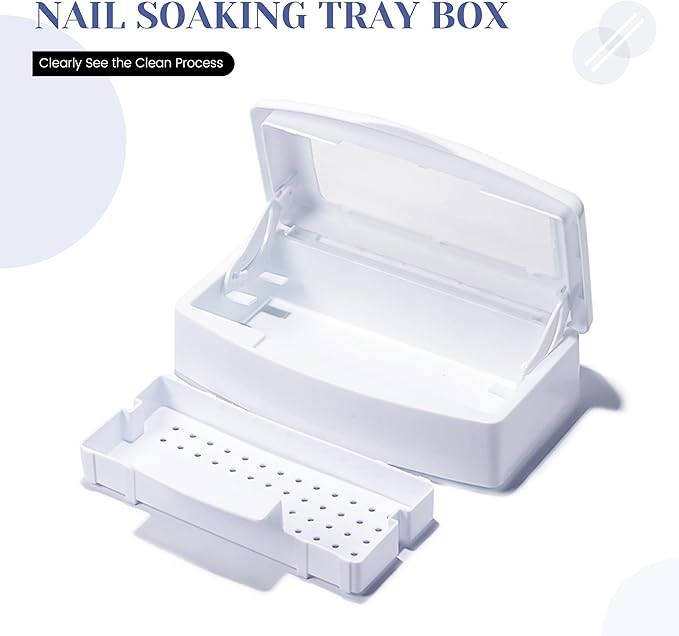 Nail Tool Sterilizers Nail Soaking Tray Box Cleaner Pot for Eyelash Scissors Tweezers Nail Art Tools Manicure Lash Soaking Tray Clean Box