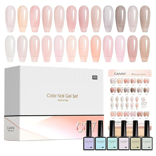 CANNI 30Pcs Jelly Gel Nail Polish Set - 9ML Transparent Nude Pink Milky White Grey Orange Gel for French Manicure, Soak Off UV LED Kit for All Seasons, Salon & DIY Use