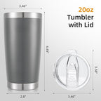 20oz Tumbler Bulk with Lid Stainless Steel Tumblers, 6 Pack | Leak Proof Lid - Image 5