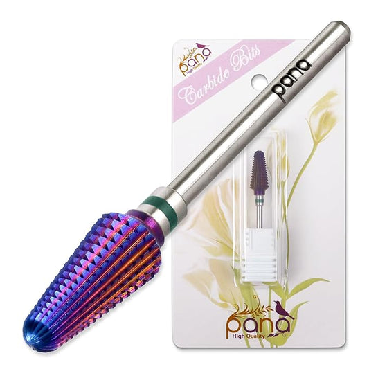 PANA 3/32" Purple Tornado Carbide Nail Drill Bit for Acrylics, Nail Extension, Gel Polish Removal Nail Salon Manicure Pedicure Electric File Tools (Coarse - C)