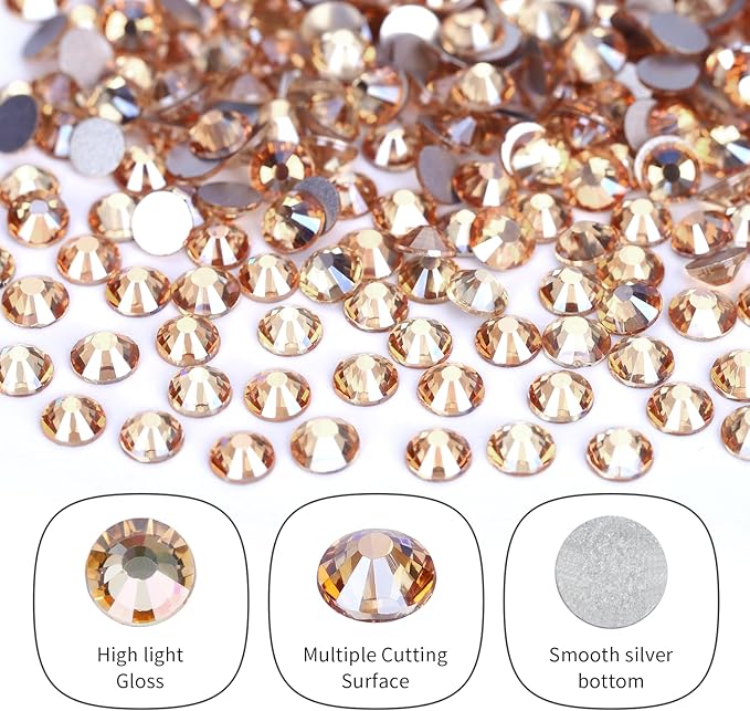 10000PCS Golden Shadow Rhinestones Bulk, Flat Back Crystal Glass Stone Round Gems,SS16, 3.8-4.0mm