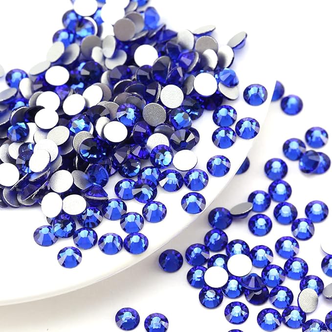 Novani Royal Blue Rhinestones, Flatback Loose Gemstones 288pcs Glass Crystal for Clothes Shoes Crafts Makeup Nail Art and DIY Decorations(SS30, Sapphire)