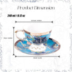 KAMMAK Tea Cups and Saucers Set of 2, Fine Bone China Coffee Cups, GHO03 | - Image 2