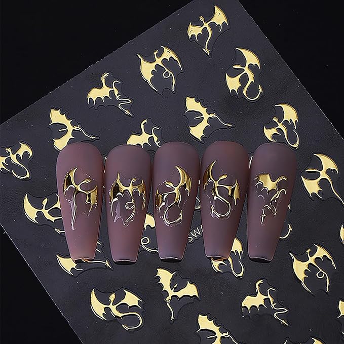 Halloween Nail Stickers 6 Sheets Halloween Nail Decals 3D Self Adhesive Manicure Decorations Hallowee Theme Design Nail Art Stickers DIY Acrylic Nails Accessories for Women and Girls