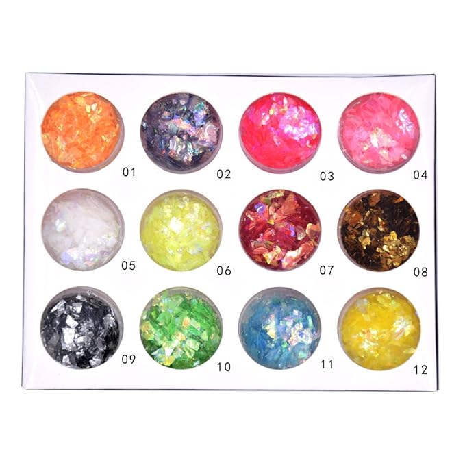 Nail Glitters Mylar Slices Sequins Chunky Iridescent Flakes Round Mermaid Charms DIY Art Sticker Tips Decoration 24Boxes