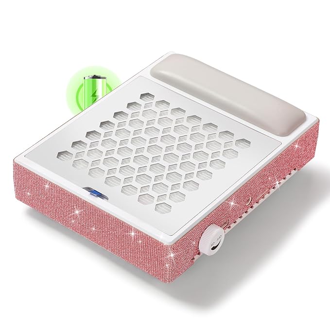 Cordless Nail Dust Collector,Brushless Turbo Fan Dust Collector Nail Tech 30pcs Cotton Filter,Rechargeable Dust Suction Machine for Acrylic Gel Polish Manicure at Salon&Home