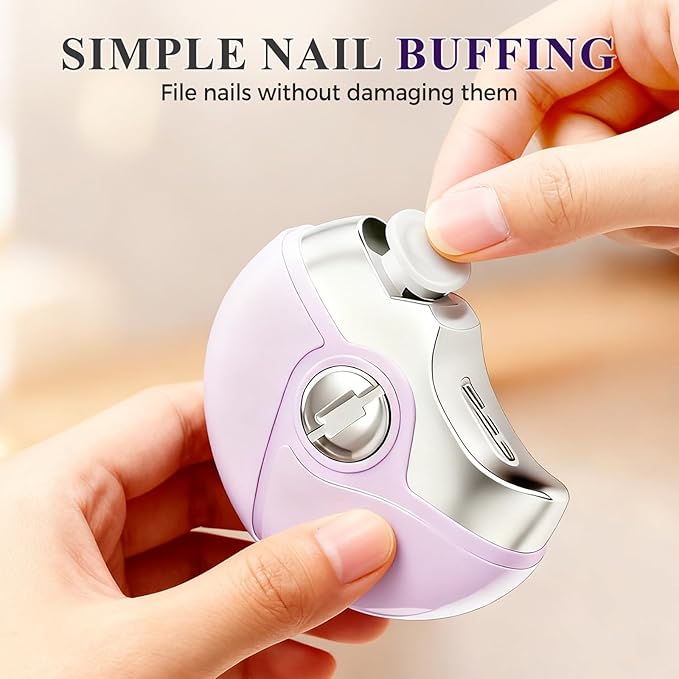 3 in 1 Electric Polishing Automatic Nail Clippers, 2025 New Electric Nail Clipper for Baby Adults, Rechargeable Electric Toenail Clippers for Seniors, Smart Nail Trimmer Kits (Pink)