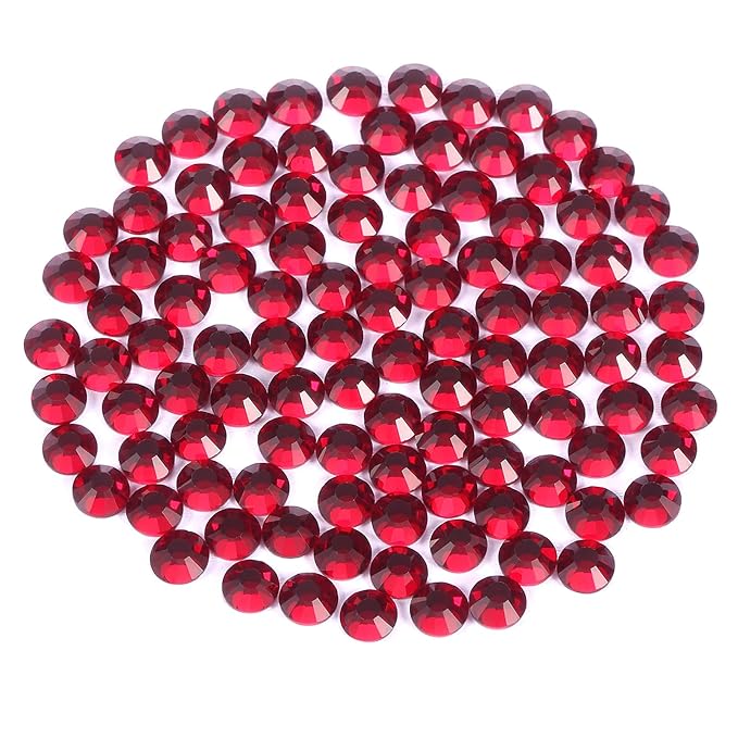 Novani Dark Red Rhinestones 3000Pcs Flatback Crystal Round Loose Gemstones Glass Rhinestones for Crafts Makeup Nail Art Clothes Shoes DIY Decorations(SS10, 2.7-2.9mm)