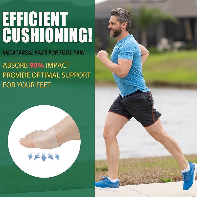 Toe Separators & Metatarsal Pads for Women & Men - 4Pcs Gel Toe Spacers, Ball of Foot Cushion for Pain Relief, Metatarsalgia, Morton’s Neuroma, Long Hours of Standing or Walking