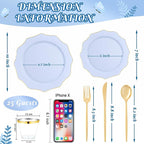 175Pcs Blue Plastic Plates - Image 13