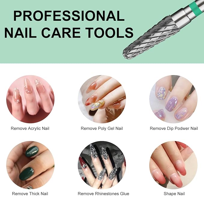 Tapered Nail Drill Bits,Cone Shape Tungsten Carbide Electronic Nail Drill Bit for Acrylic Gel Nails Dual Nail Form Remove,3/32 Inch Nail Bit for E-File Nail Drill(Coarse)