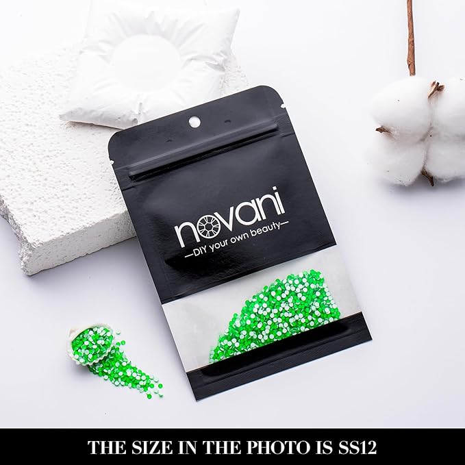 Novani 3000 Pieces Flatback Rhinestones Glass Round Gems Neon-Green Crystals for Nail Art DIY Crafts Clothes Shoes,SS8,2.3-2.5mm