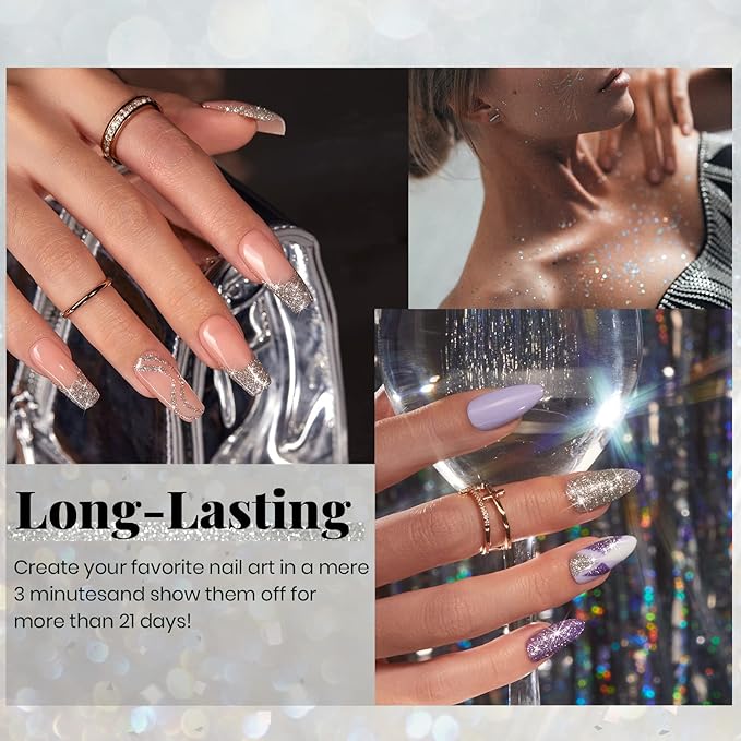 Beetles Reflective Gel Nail Polish 15ml Silver Glitter Nail Polish Shimmer Soak Off Uv LED Lamp Gel Nail Art Manicure Salon DIY Home Diamond