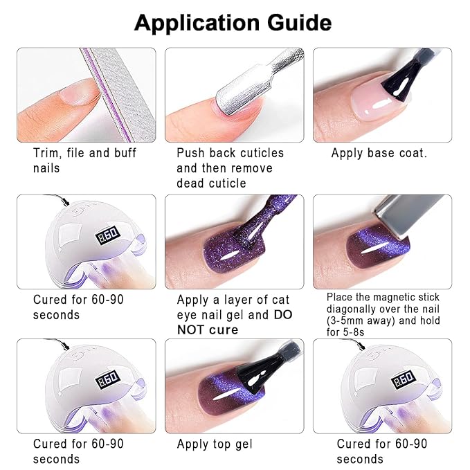 RARJSM Glitter Cat Eye Gel Nail Polish Aurora Purple Multi Color Velvet Diamond Cateye Gel Polish with Magnet Stick Reflective Shimmer UV LED Curing Requires Soak Off for Home Salon Manicure 15ml